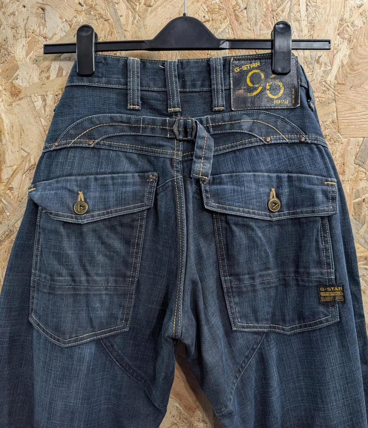 G-Star Elwood Heritage Loose Jeans W31 L30 Men Y2K Buckle Navy Blue Vintage Dark