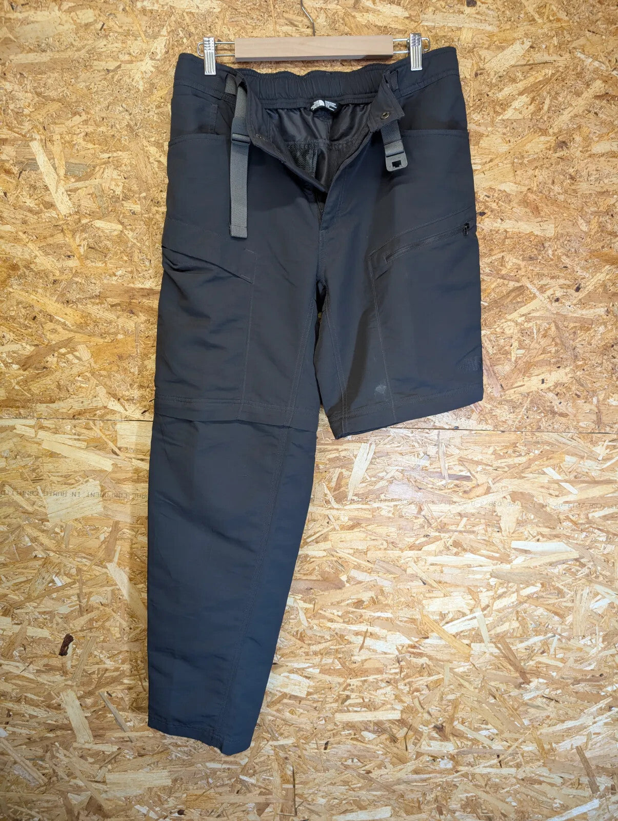 North Face Hiking Trousers Shorts Mens Medium W32 L32 Charcoal Grey Zip Off TNF