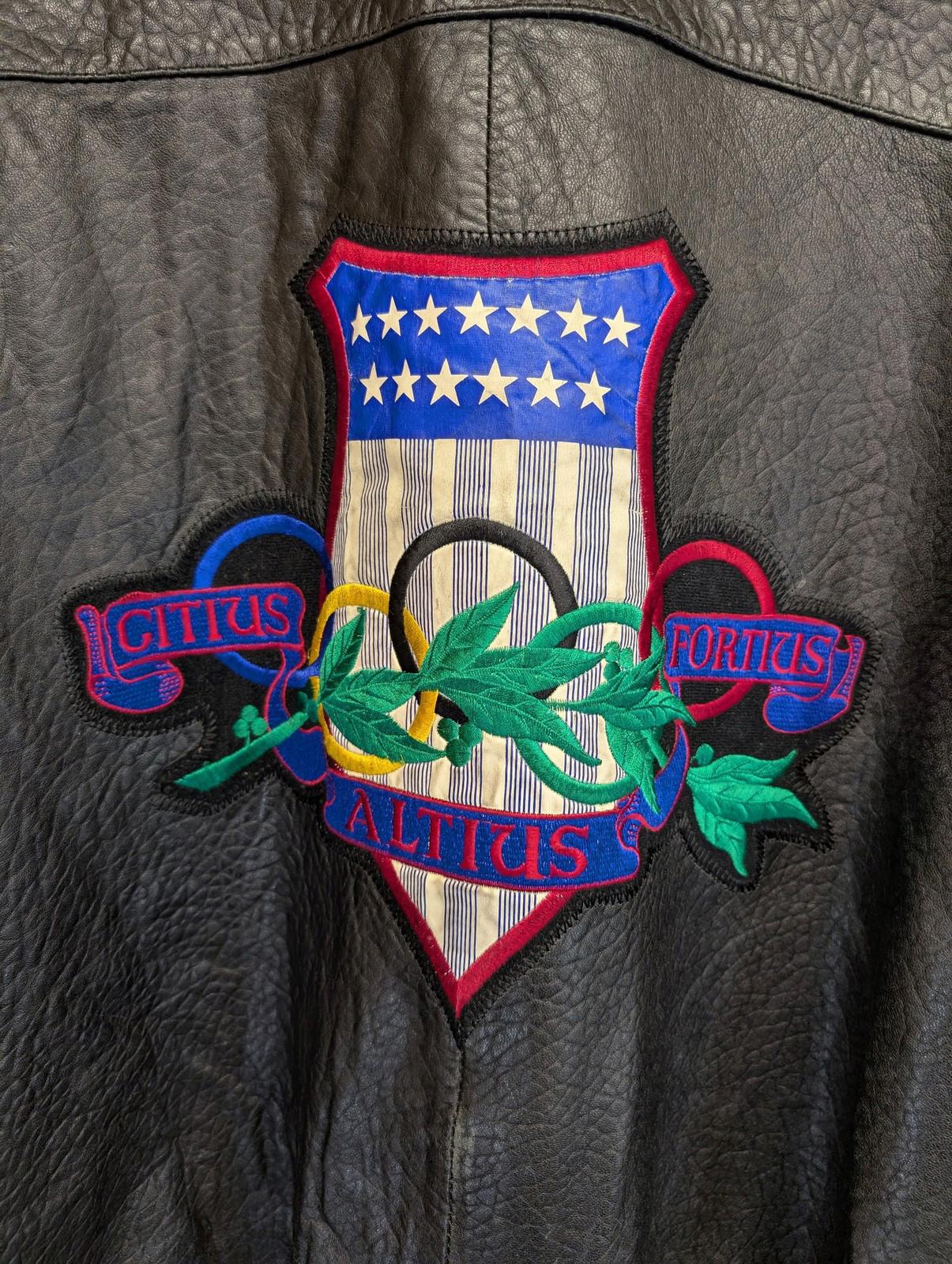 Adidas Olympic Bomber Leather Jacket Large Men Vintage 1980s Vintage 80s Black