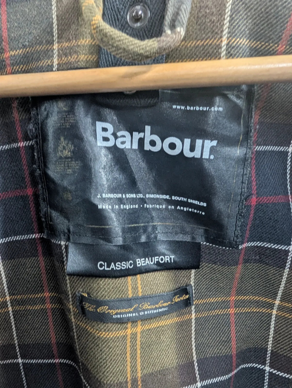 Barbour Classic Beaufort Jacket Mens Small C36 Olive Green Corduroy Collar
