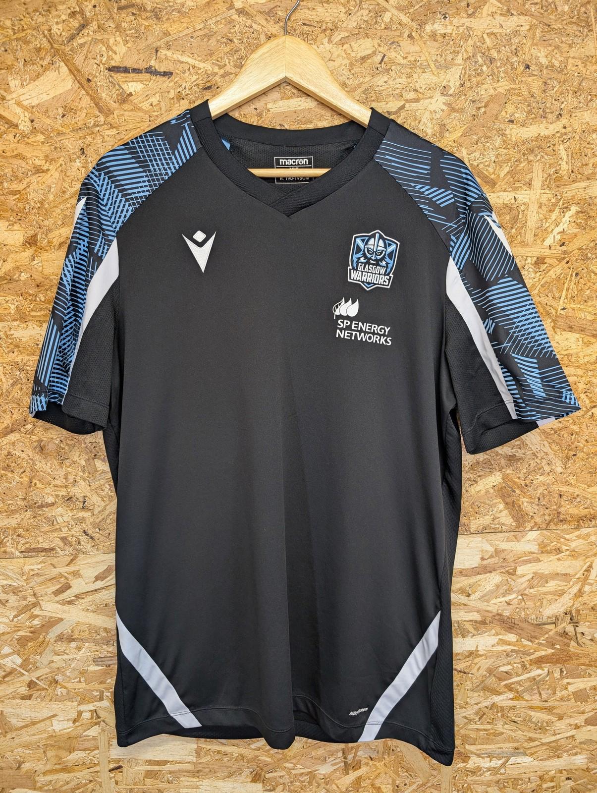 Glasgow Warriors Rugby Shirt Men XXL Macron 2022-23 Black Blue 2XL Official