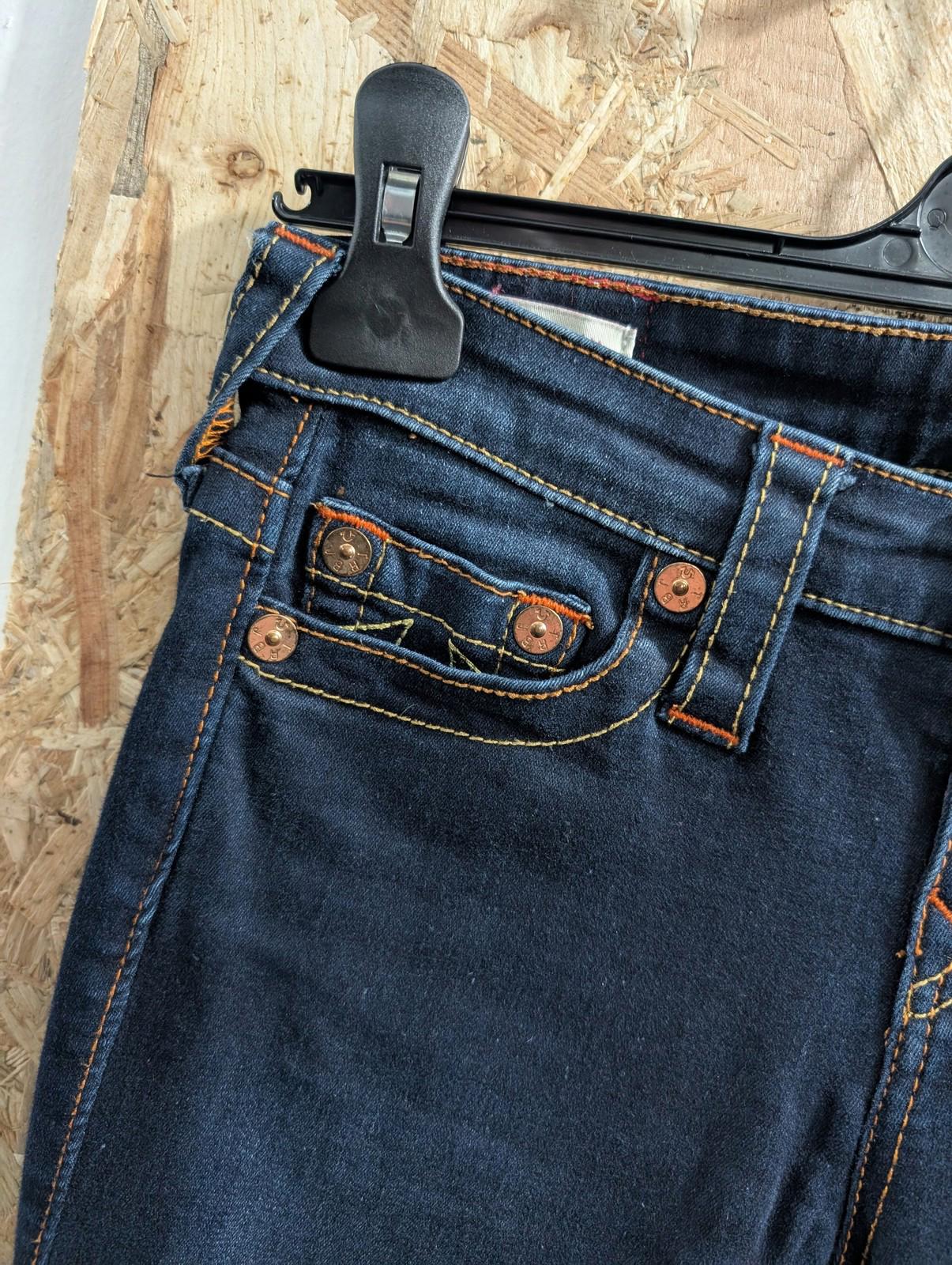 True Religion Women Jeans W25 L30 Navy Blue Straight Slim Leg Billie Denim