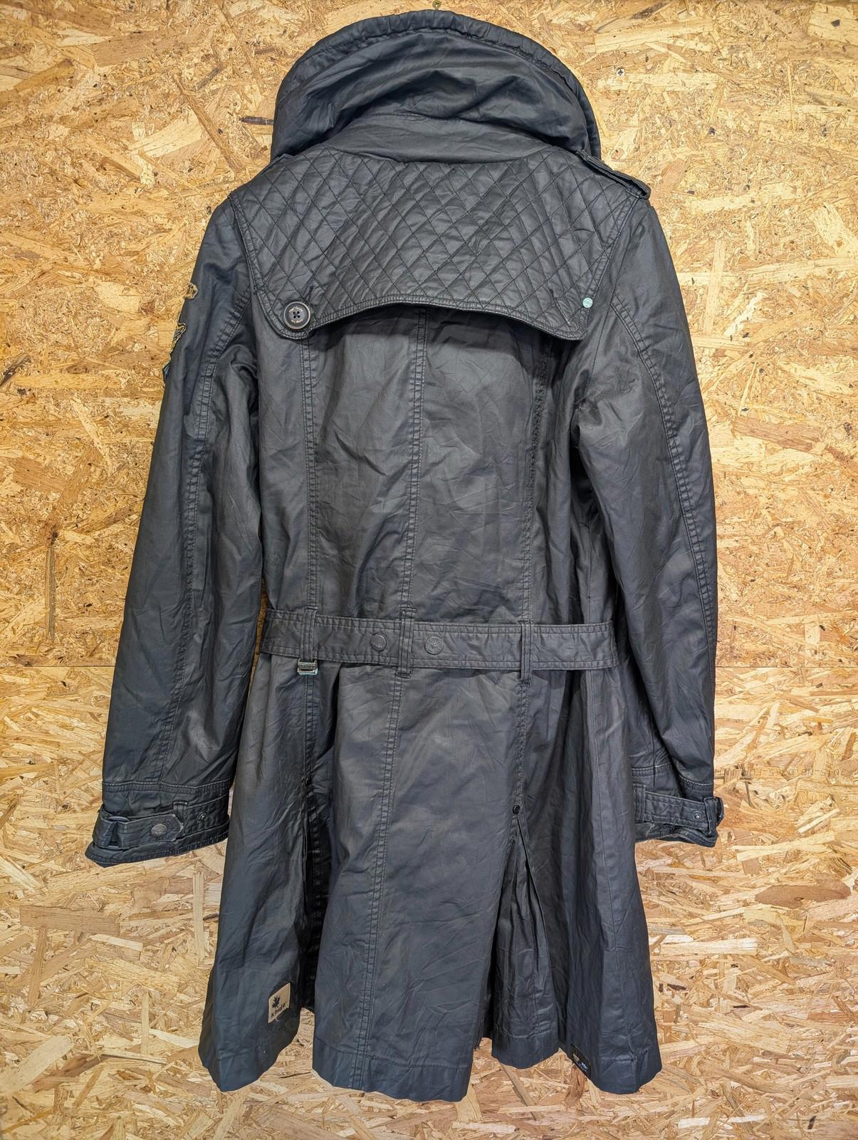 Khujo Samantha Parka XL Women Quilted Wax Jacket Black Padded Lined Y2K