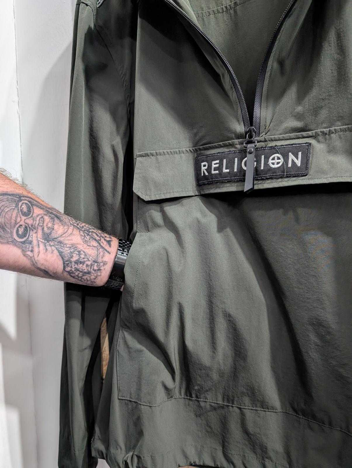 Religion Smock Parka Men Small Overhead Jacket Khaki Green Gallagher Windbreaker
