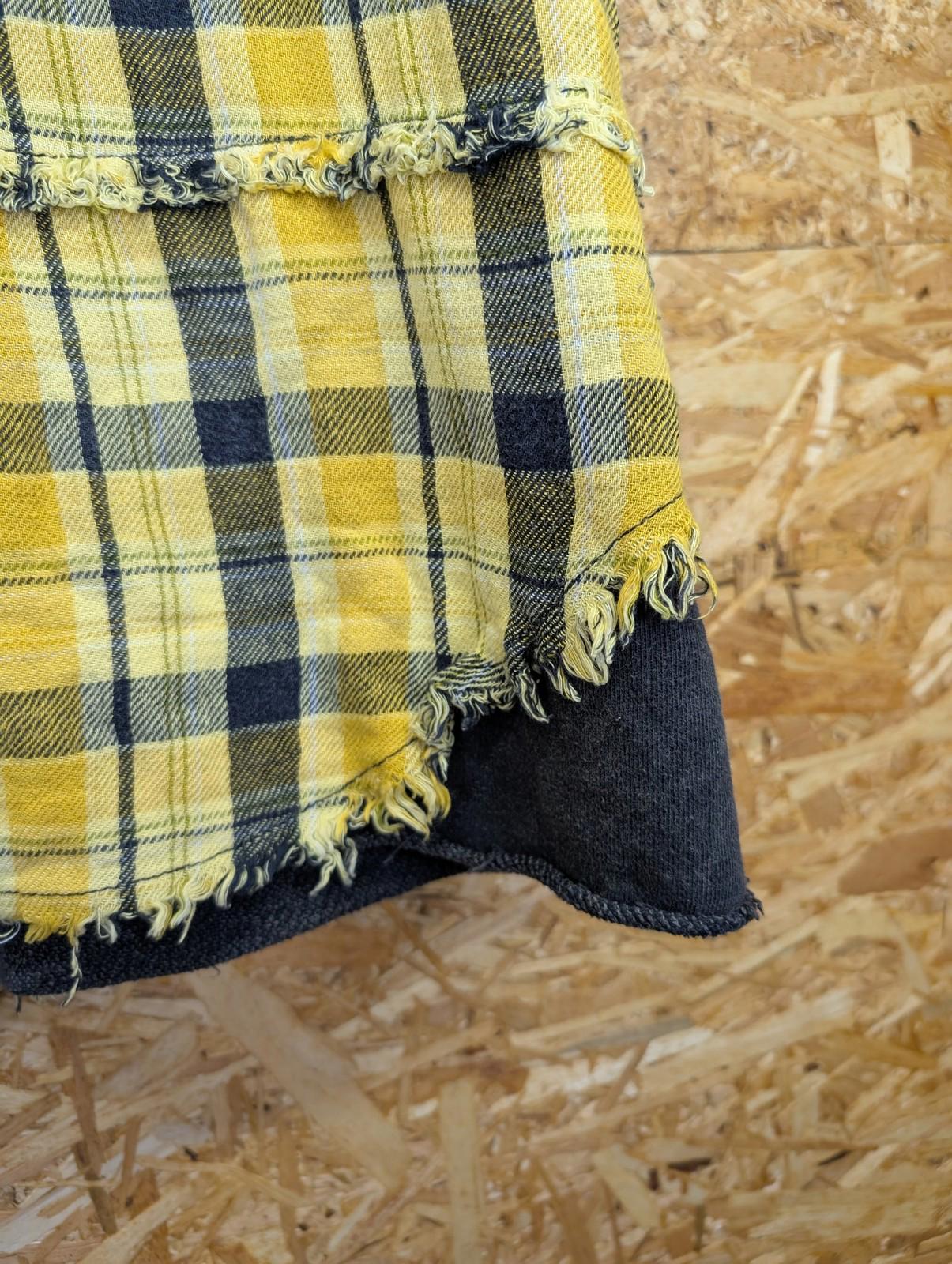 We The Free People Shirt XS Women Hooded Distressed Yellow Black Plaid Button-Up