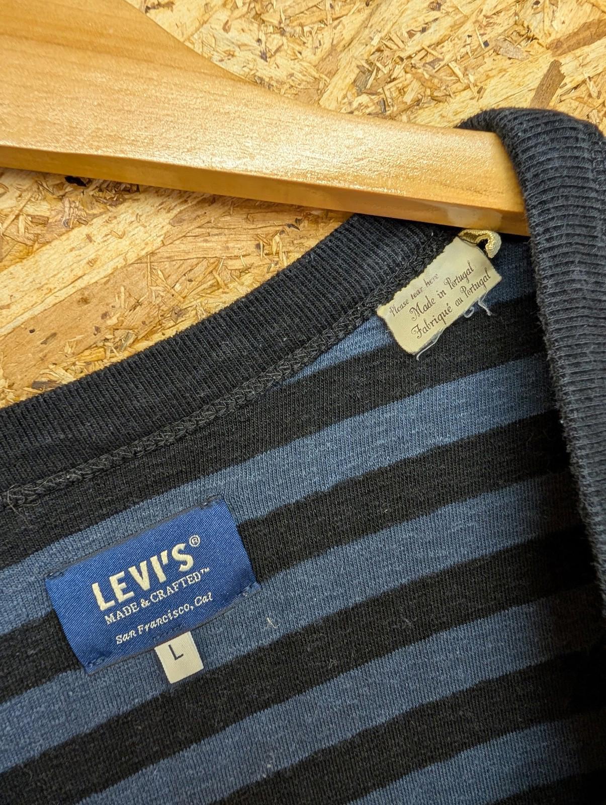 Levis Made & Crafted Jumper Large Men Striped Retro Knit Crew Neck Navy Blue LVC