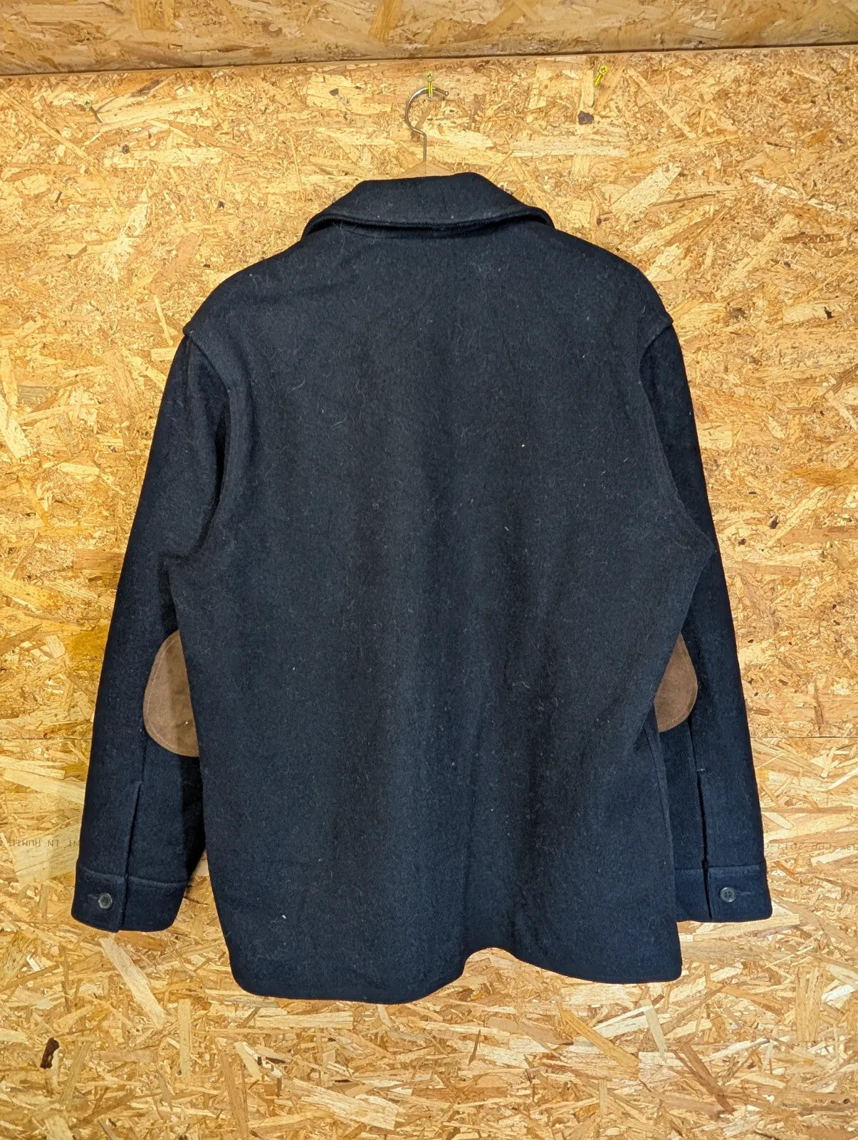 Filson Mackinaw Wool Cruiser Jacket Mens XL 44 Navy Blue USA Elbow Pads Vintage
