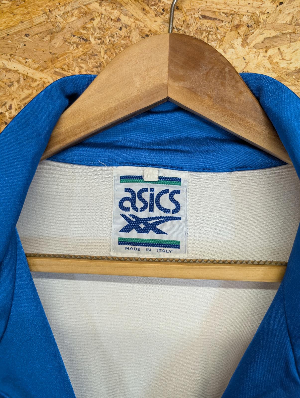 Asics Mens Size Small 80s Vintage Jacket Tape Blue White Windbreaker Track Top