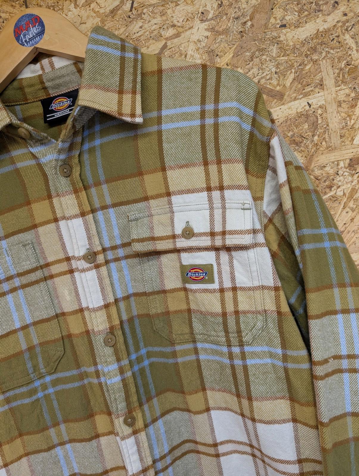 Dickies Plaid Shirt Men’s Medium Button-Up Casual Check Flannel Green