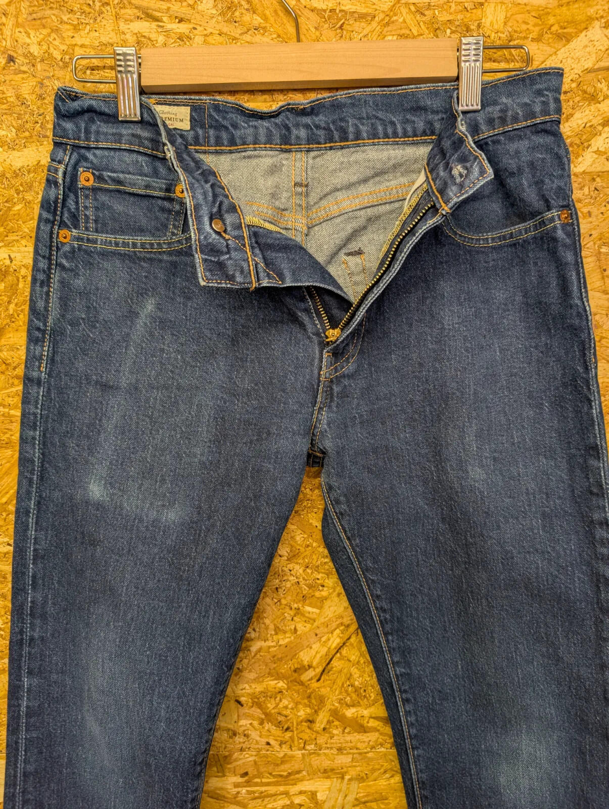 Levis 512 Slim Tapered Jeans Mens W29 L32 Navy Blue Denim Zip Fly Distressed