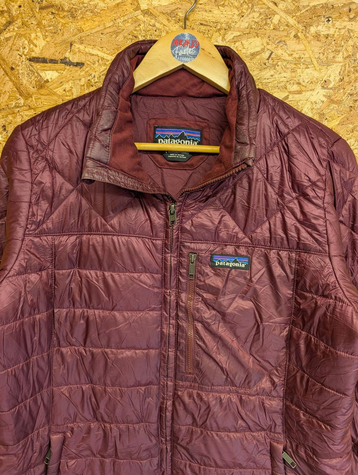Patagonia Radalie Parka Women Large Burgundy Nano Puff Long-Line Quilt Full Zip