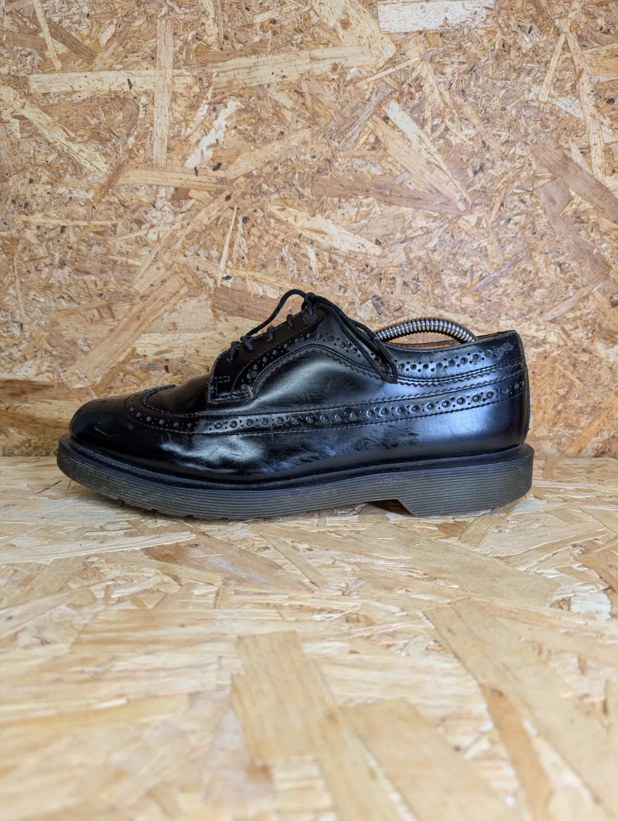 Dr Martens 3989 Brogue Oxford Shoes Mens UK8 Black Leather Wingtip Lace Up Retro