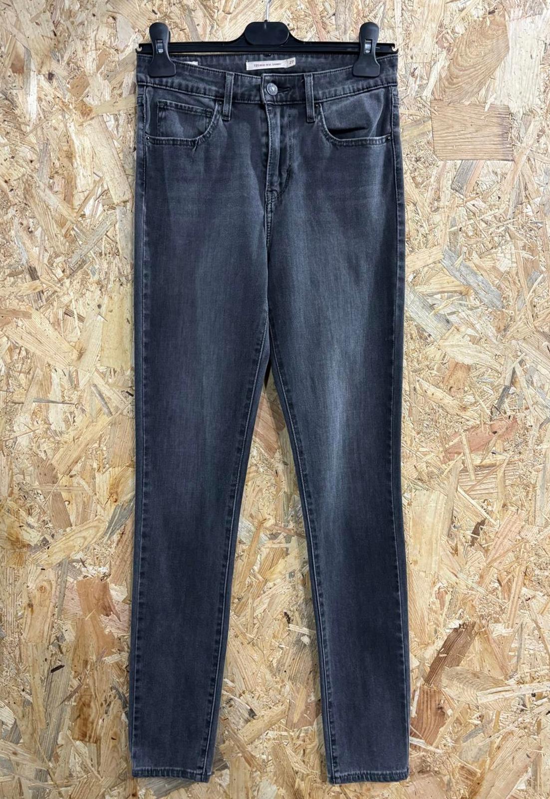Levis 721 High Rise Skinny Jeans Size 8 W27 L30 Women Black Grey Stretch Slim