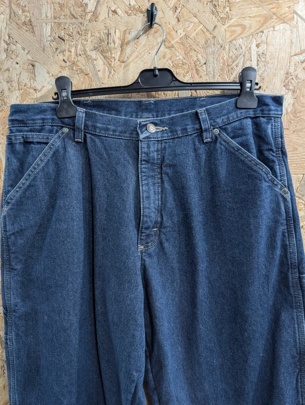 Wrangler Cargo Jeans Mens W34 L32 Blue Denim Workwear Carpenter Fleece Lined