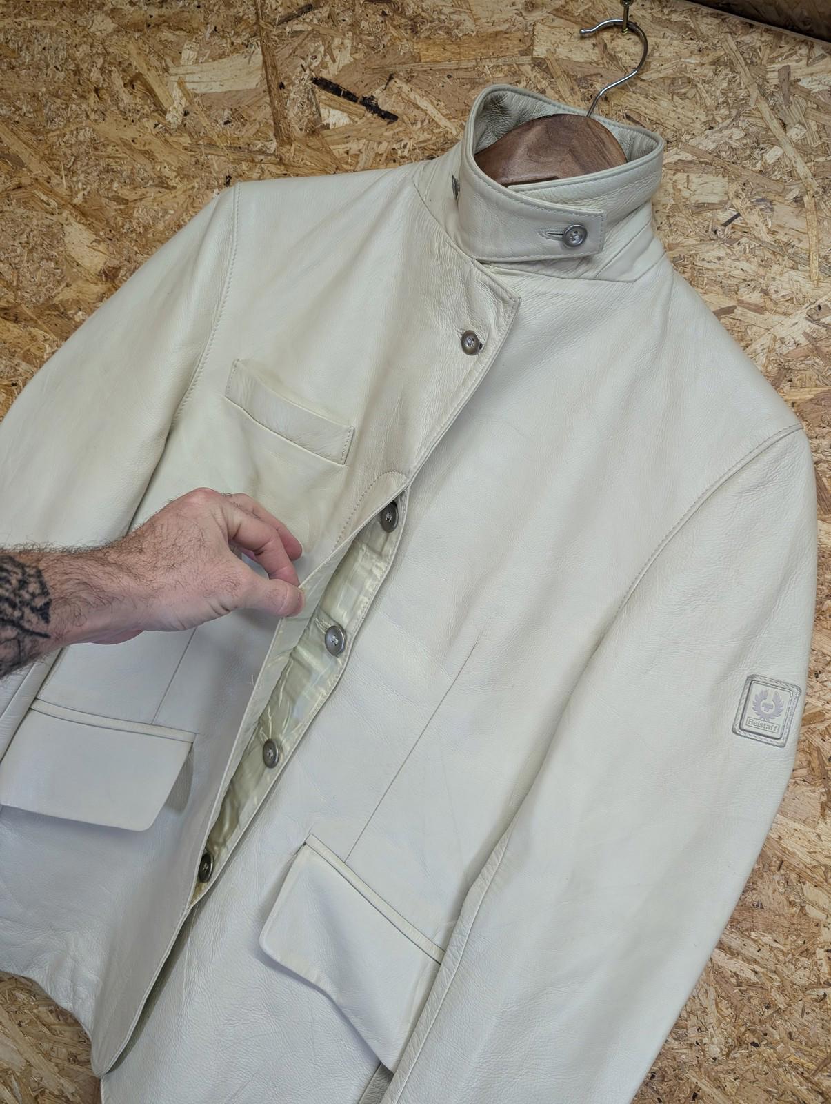 Belstaff Jacket Size 14 Women 42 Leather Italy Cream Beige Vintage Cafe Racer