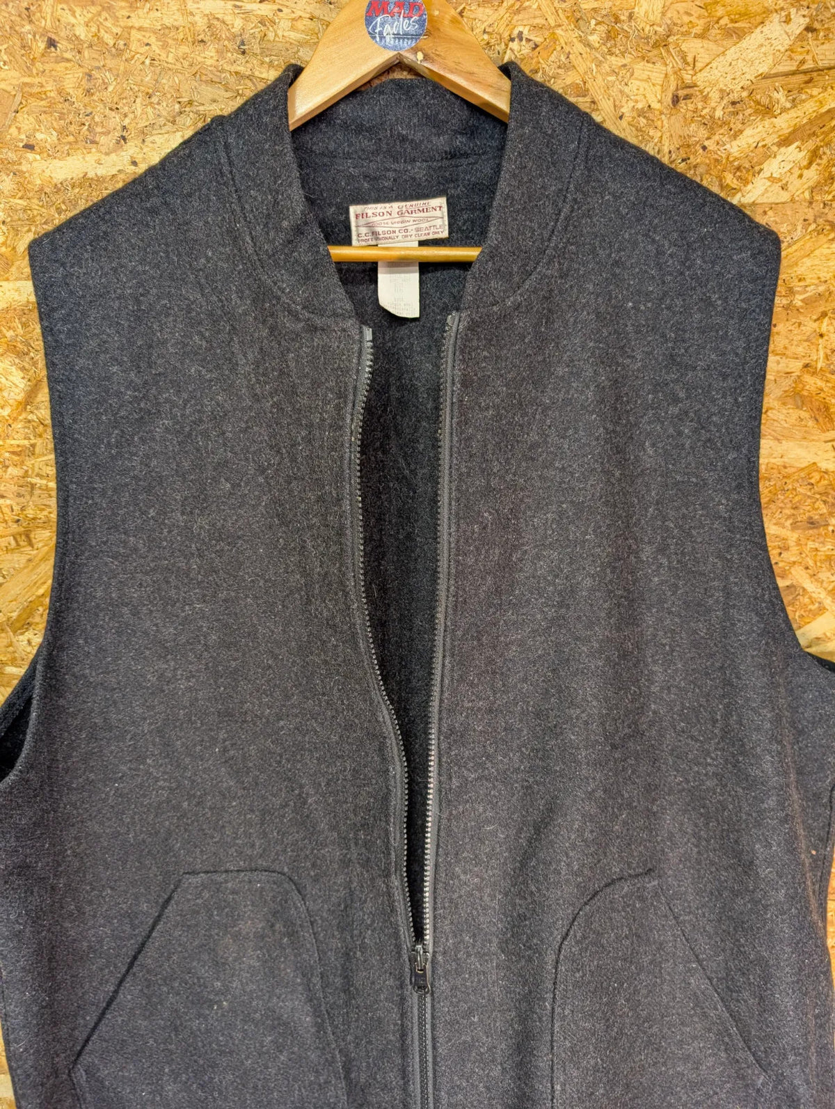 Filson Mackinaw Wool Vest XXXL Charcoal Grey Zip # 121 Liner Gilet Body Warmer