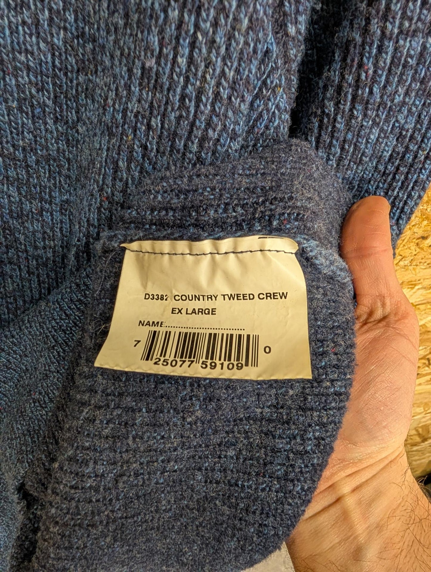 Barbour Country Tweed Jumper XL Crew Mens Vintage 90s Knit 100% Lambswool Blue