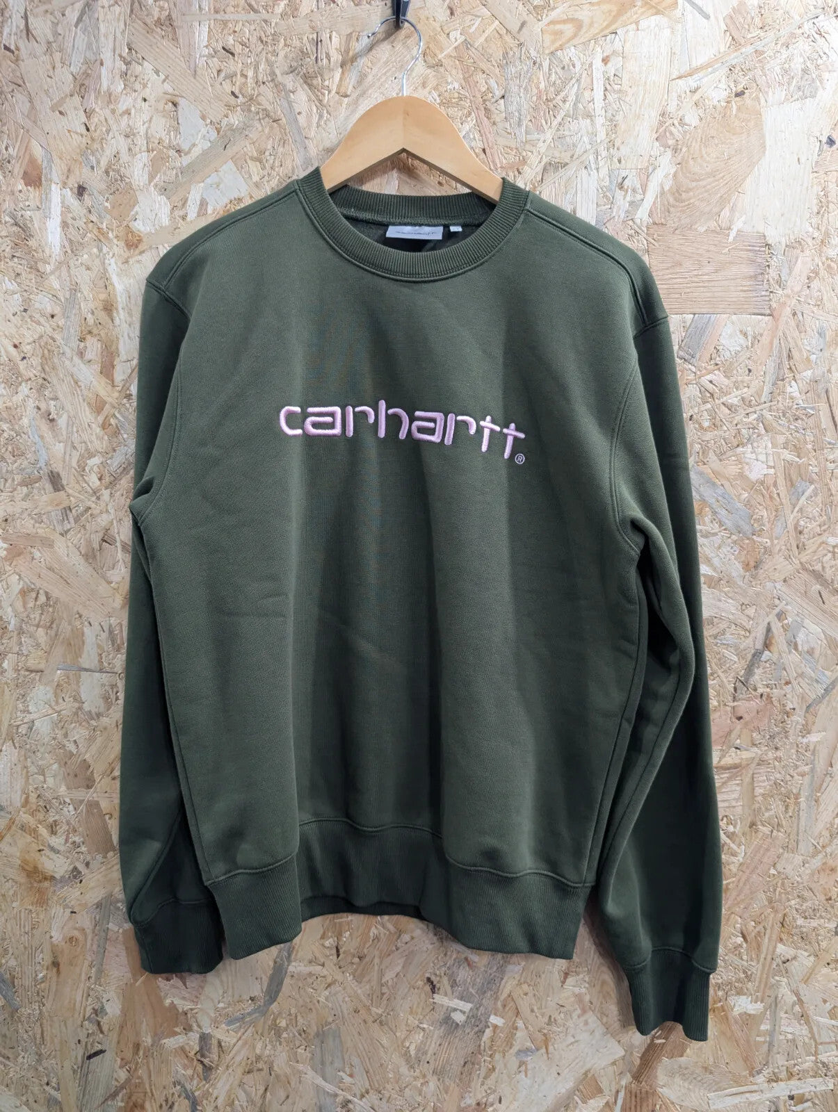Carhartt Work In Progress Crewneck Sweatshirt XS Olive Green Embroidered Unisex