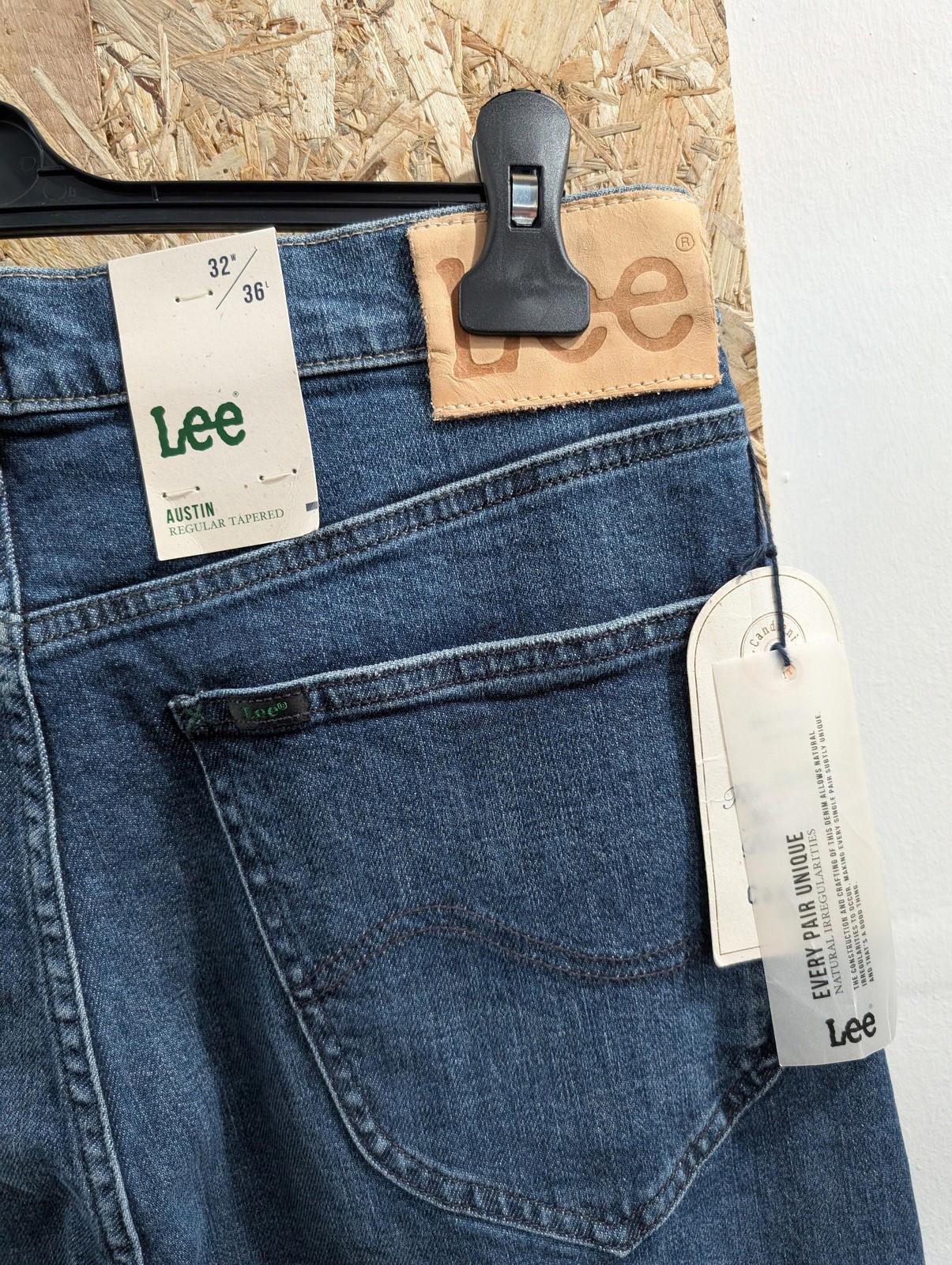 Lee Austin Selvedge Jeans Mens W32 L36 Regular Tapered Candiani Denim Mid Blue