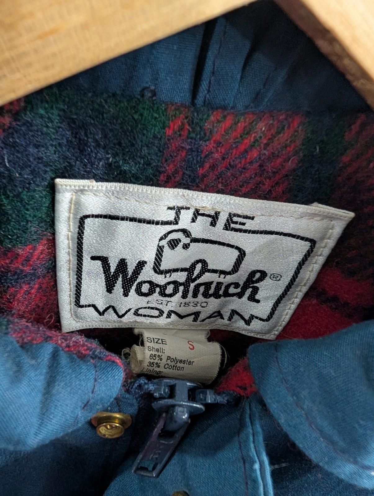 Woolrich Jacket Small Women Vintage 90s Polyester Cotton Teal Blue Coat USA