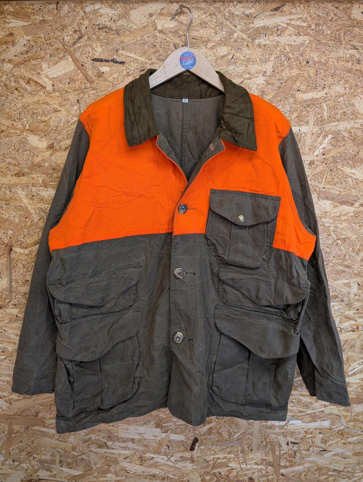 Filson Tin Cloth 463 Hunting Jacket Large Men USA Made Outdoor Orange Tan Wax
