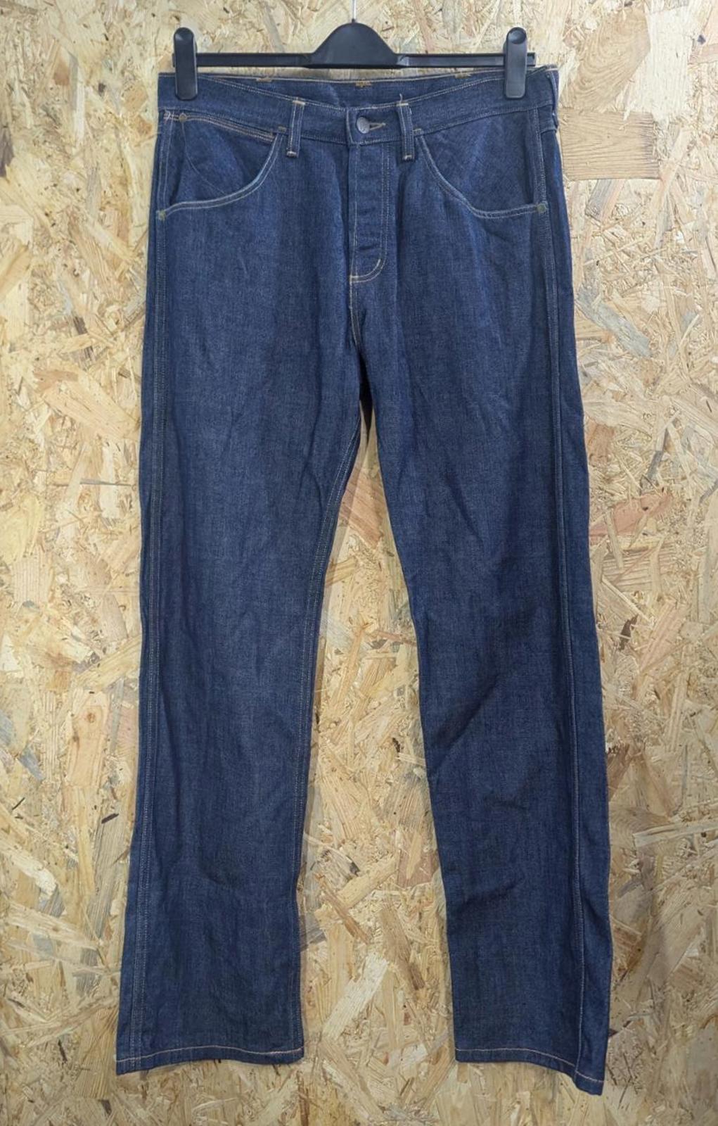 Wrangler 4MRB Jeans W32 L32 Men Raw Rigid Navy Blue Denim Straight Leg Organic