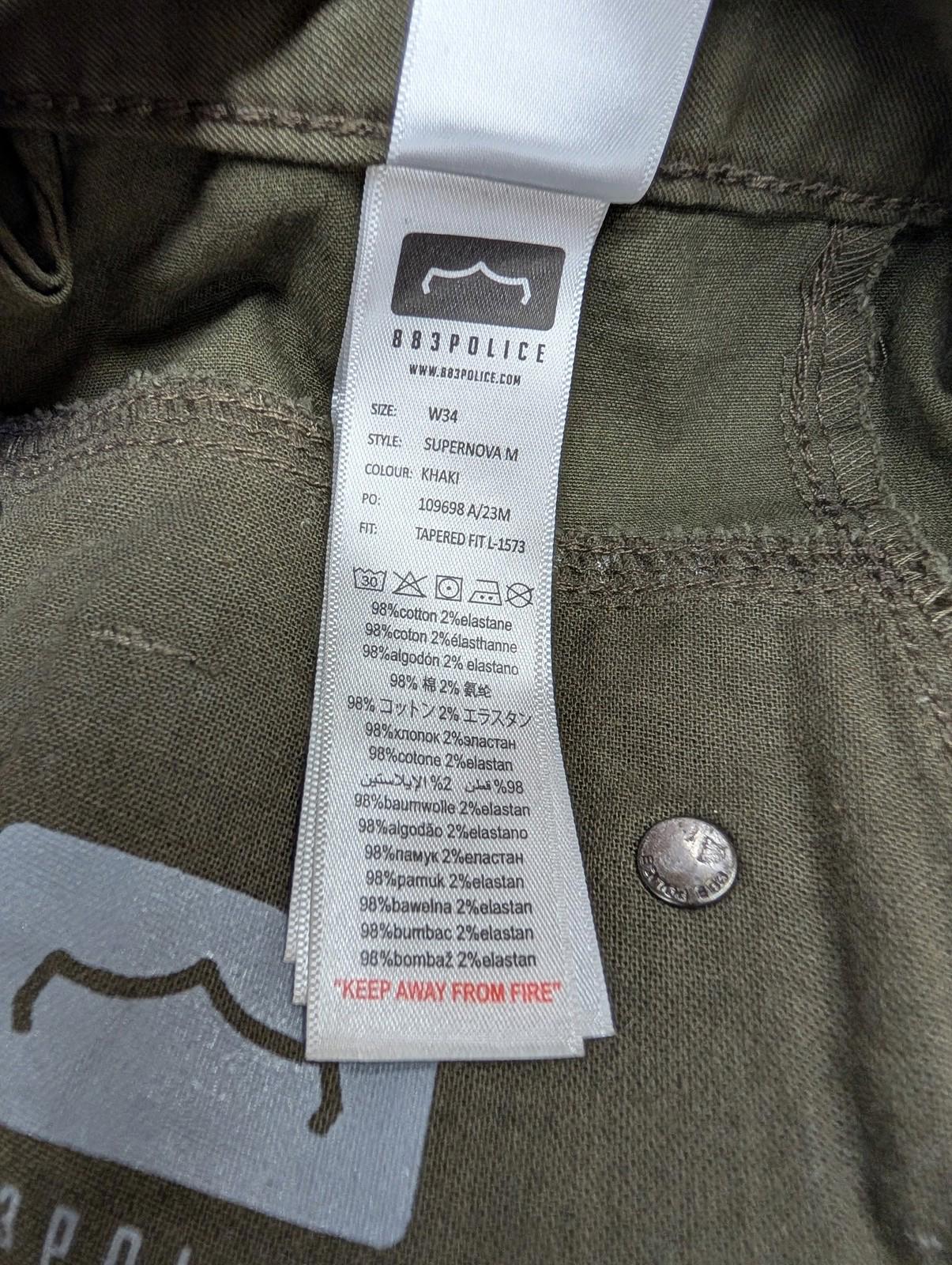 883 Police Mens W34 L30 Cargo Trousers Supernova Tapered Fit Khaki Green Slim