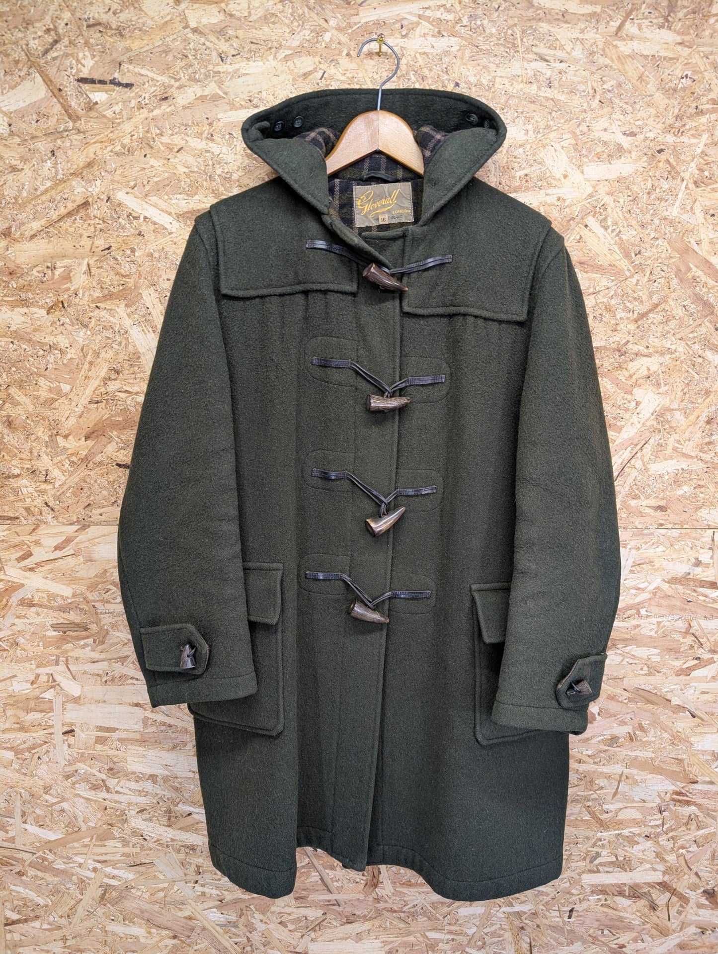 Vintage 50s Gloverall Duffle Coat Wool Heavy Bottle Green Made England 16 Medium