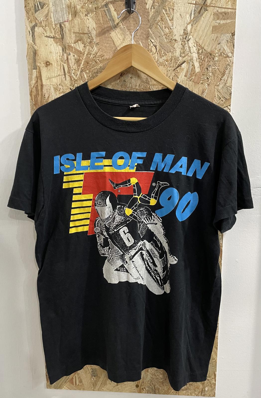 Vintage 1990 Size Large TT Isle Of Man Racing Festival T-Shirt Black 90s