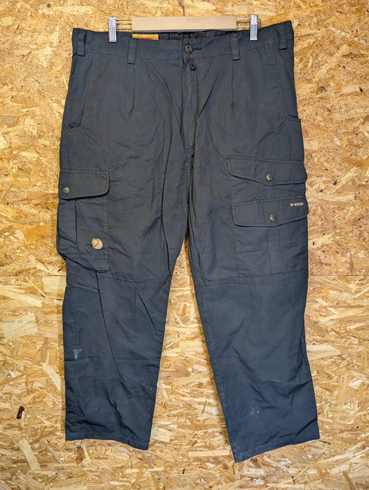 Fjallraven G1000 Cargo Trousers Men W36 L30 Black Grey Cotton Relaxed Fit Hiking