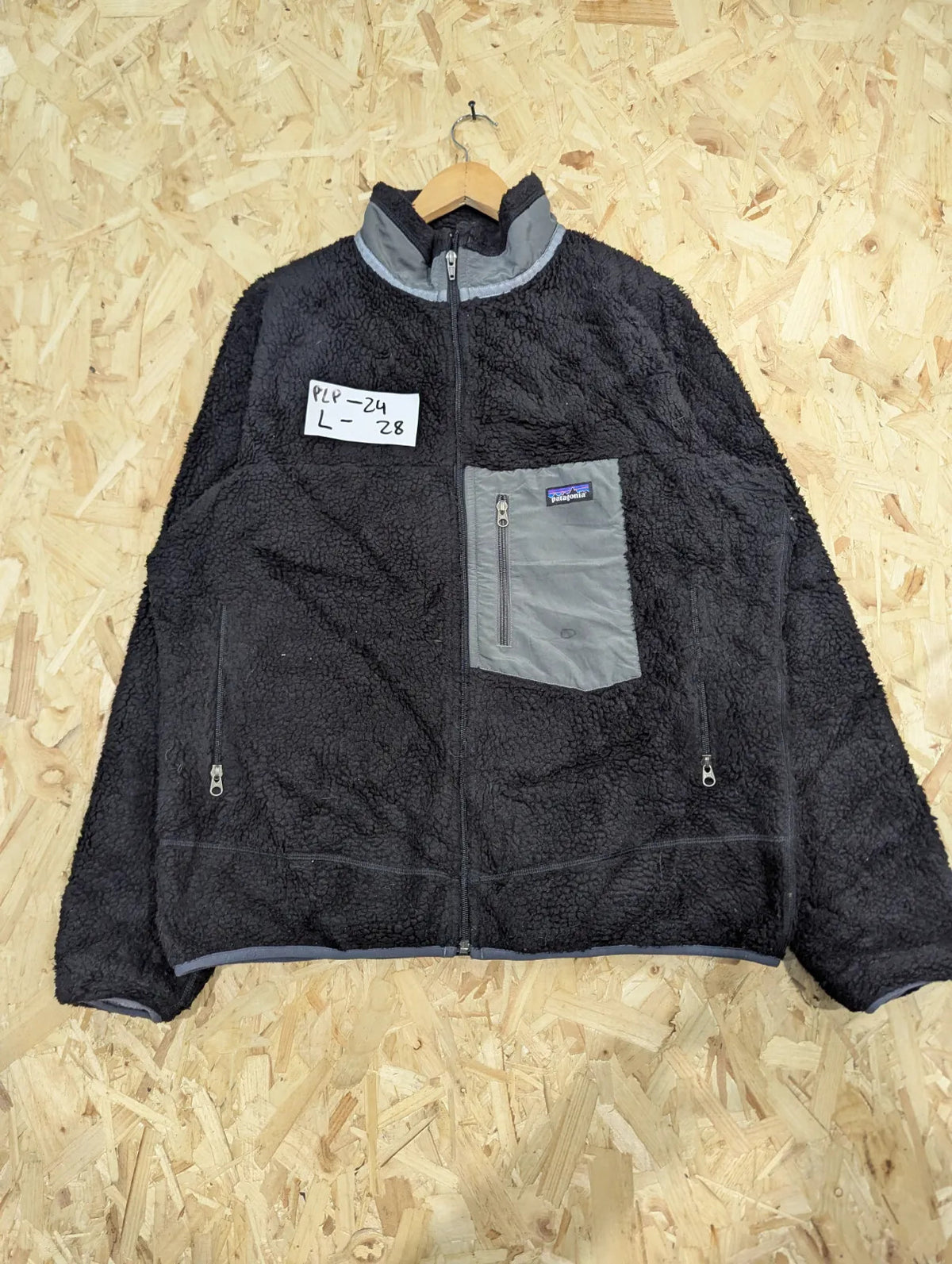 Patagonia Retro X Deep Pile Fleece Jacket Large Men Black Sherpa Full Zip Snap T