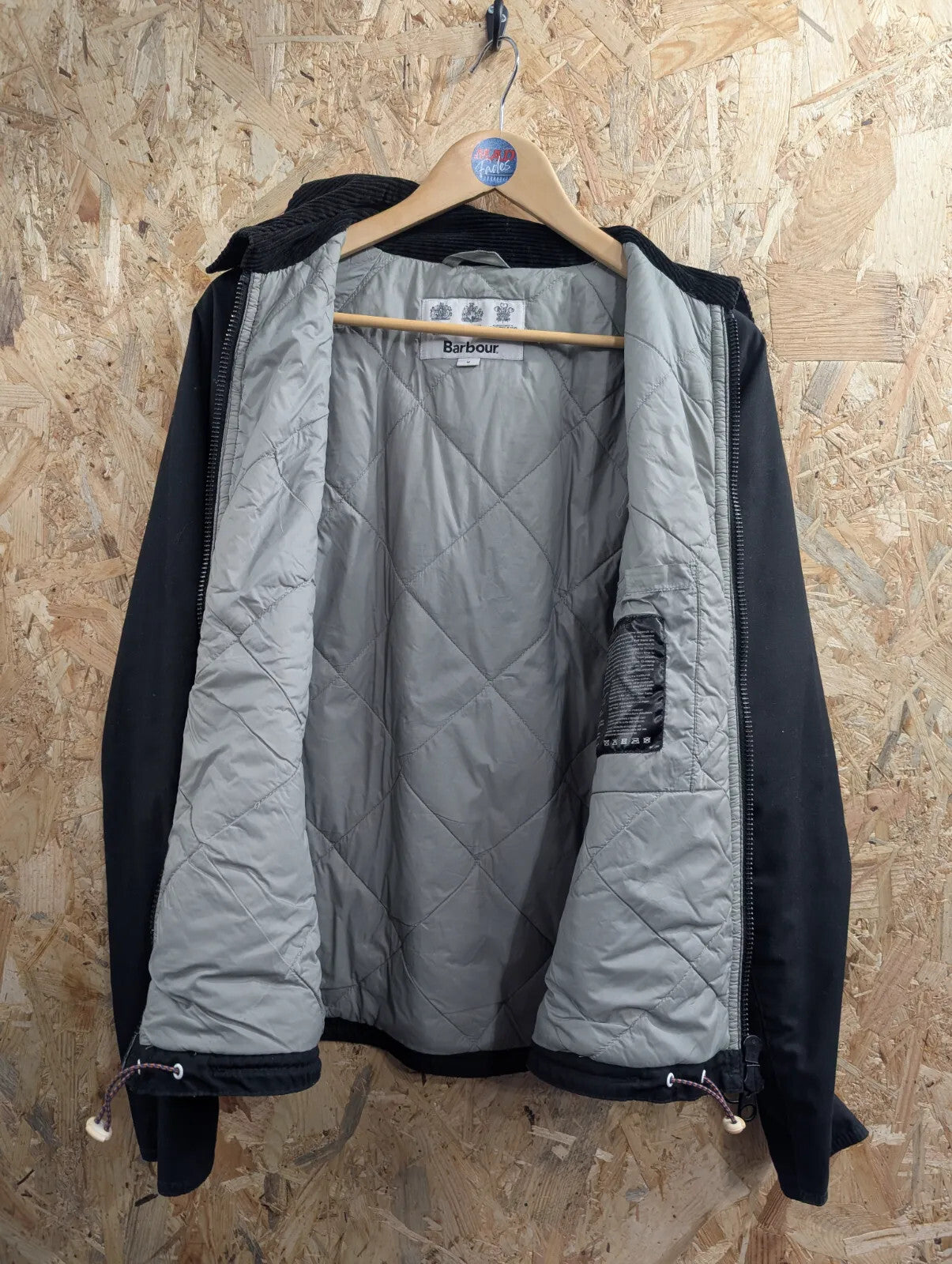 Barbour B Beacon Winter Munro Jacket Mens Medium Black Cotton Quilted Padded