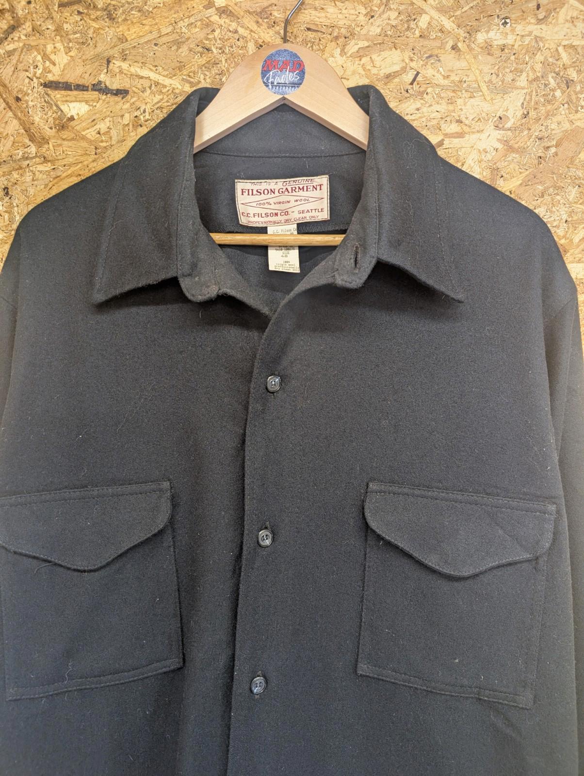 Filson Jac Shirt Large 2XL Men 48 USA Virgin Wool Cruiser Navy Blue Style 90