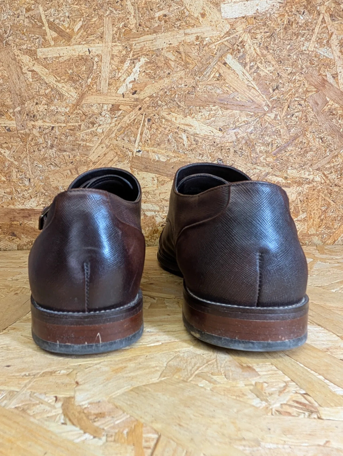 Dune Scope Double Monk Strap Shoes Mens UK 11 EU 45 Brown Leather Smart Dress
