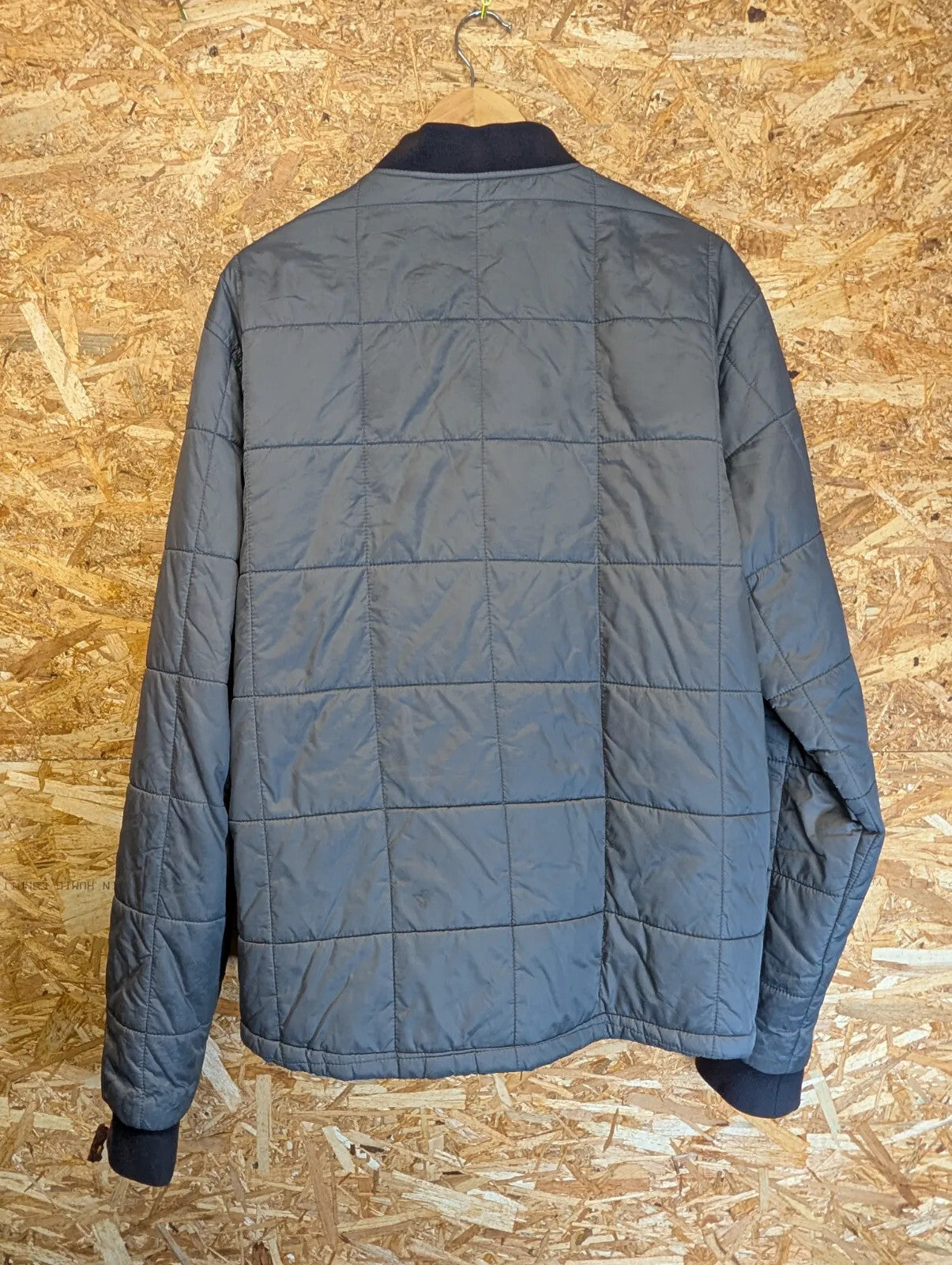 Barbour International Worn Quilt Bomber Jacket Mens XXL Grey Lightweight Snap