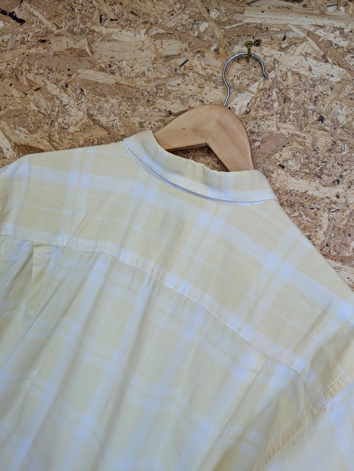 Lacoste Shirt Large 43 Vintage 90s Short Sleeve Yellow White Check Cotton