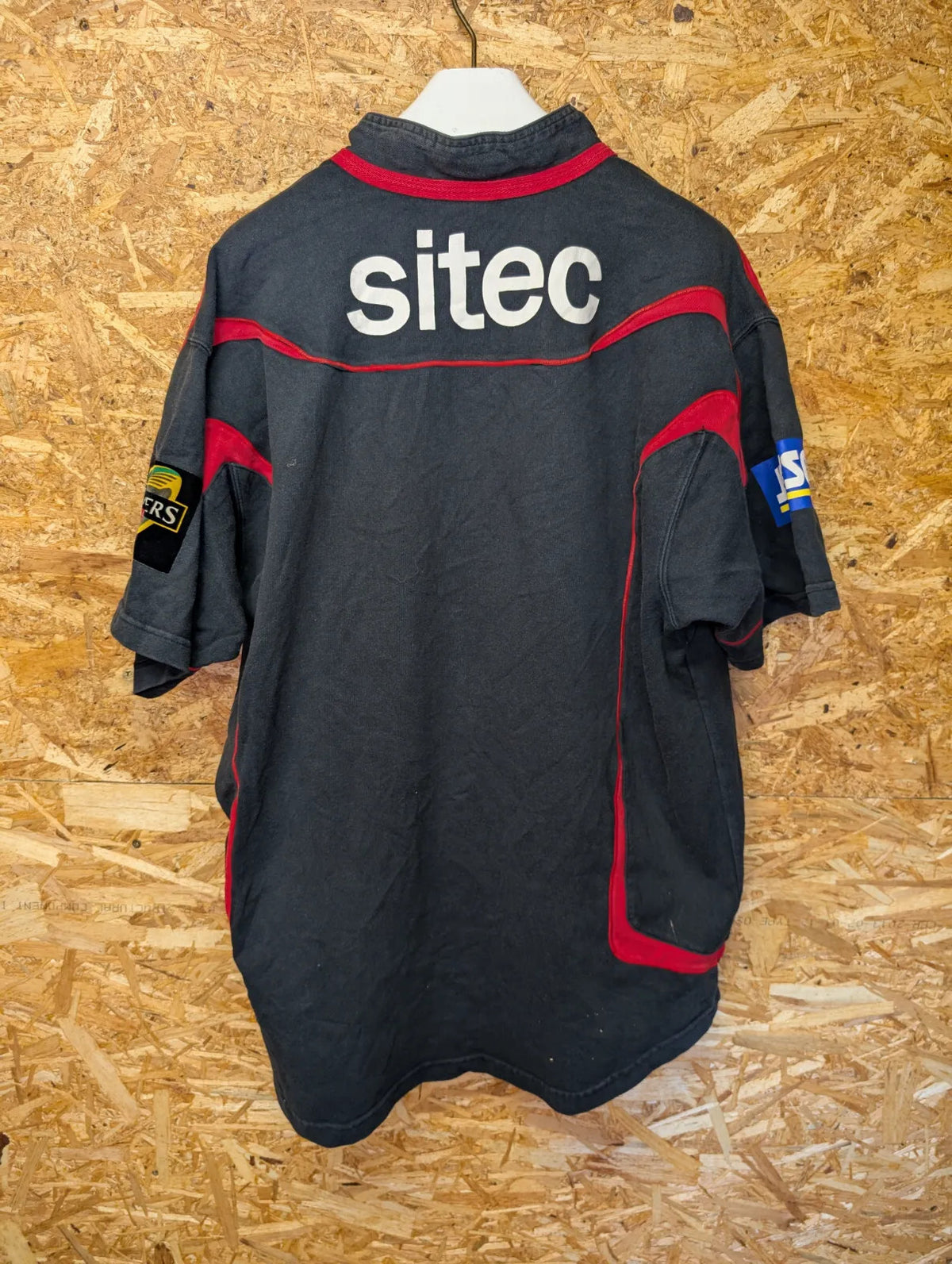 Vintage Edinburgh Home Rugby Top Mens XXL 08/09 Rhino Pure Black Short Sleeve