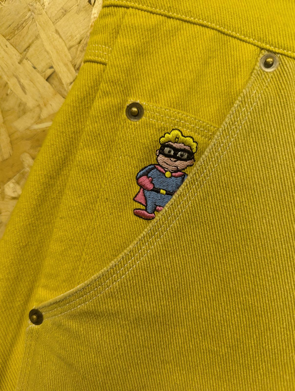 KidSuper Jeans W32 L32 Mustard Yellow Denim Carpenter Cargo Japan Embroidered