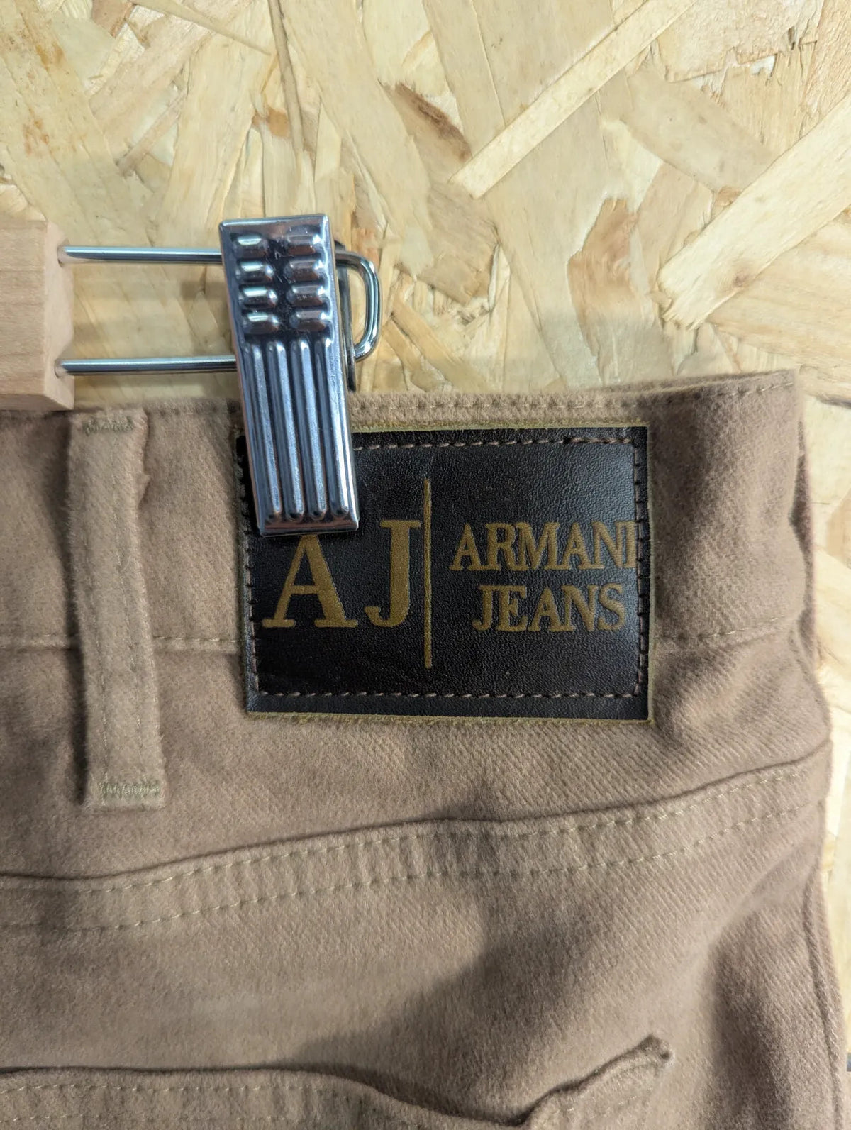 AJ Armani Jeans Mens W36 L34 Brown Cotton Regular Straight Stretch Vintage Chino