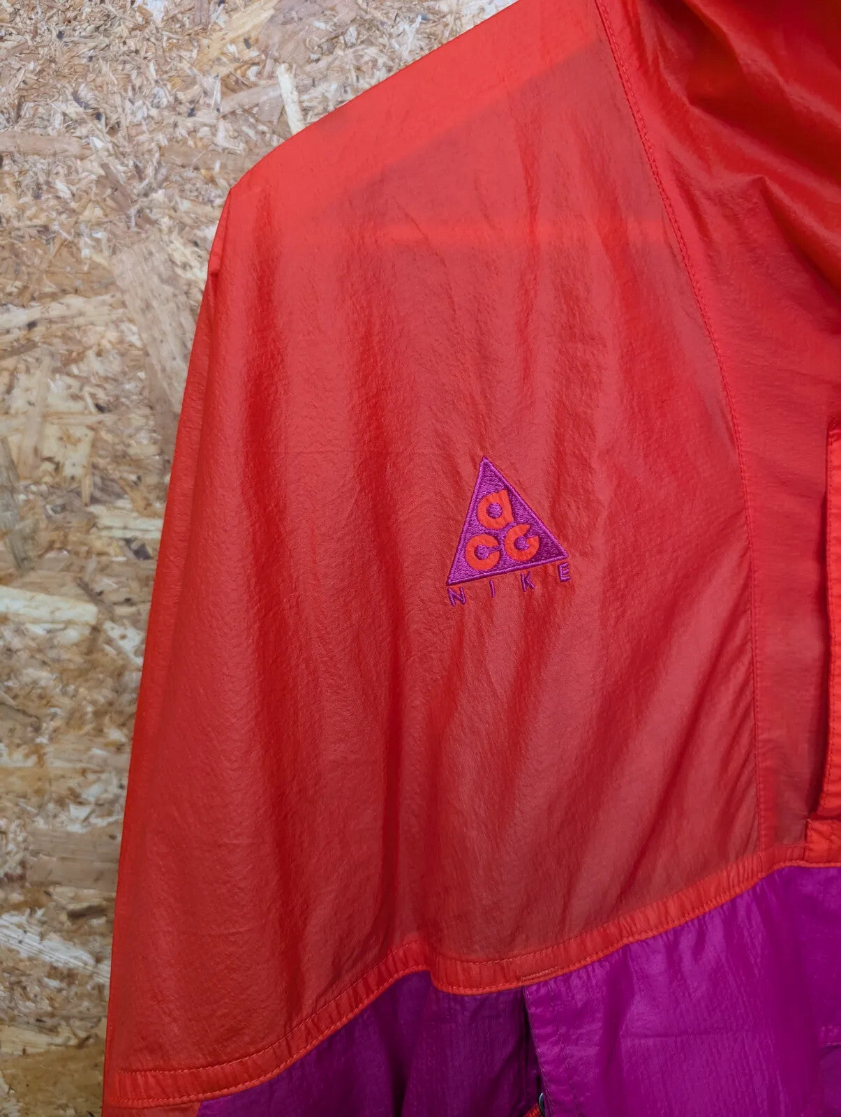 Nike ACG Smock Hood Jacket Men Small Oversized Orange Pink Windbreaker 1/4 Zip