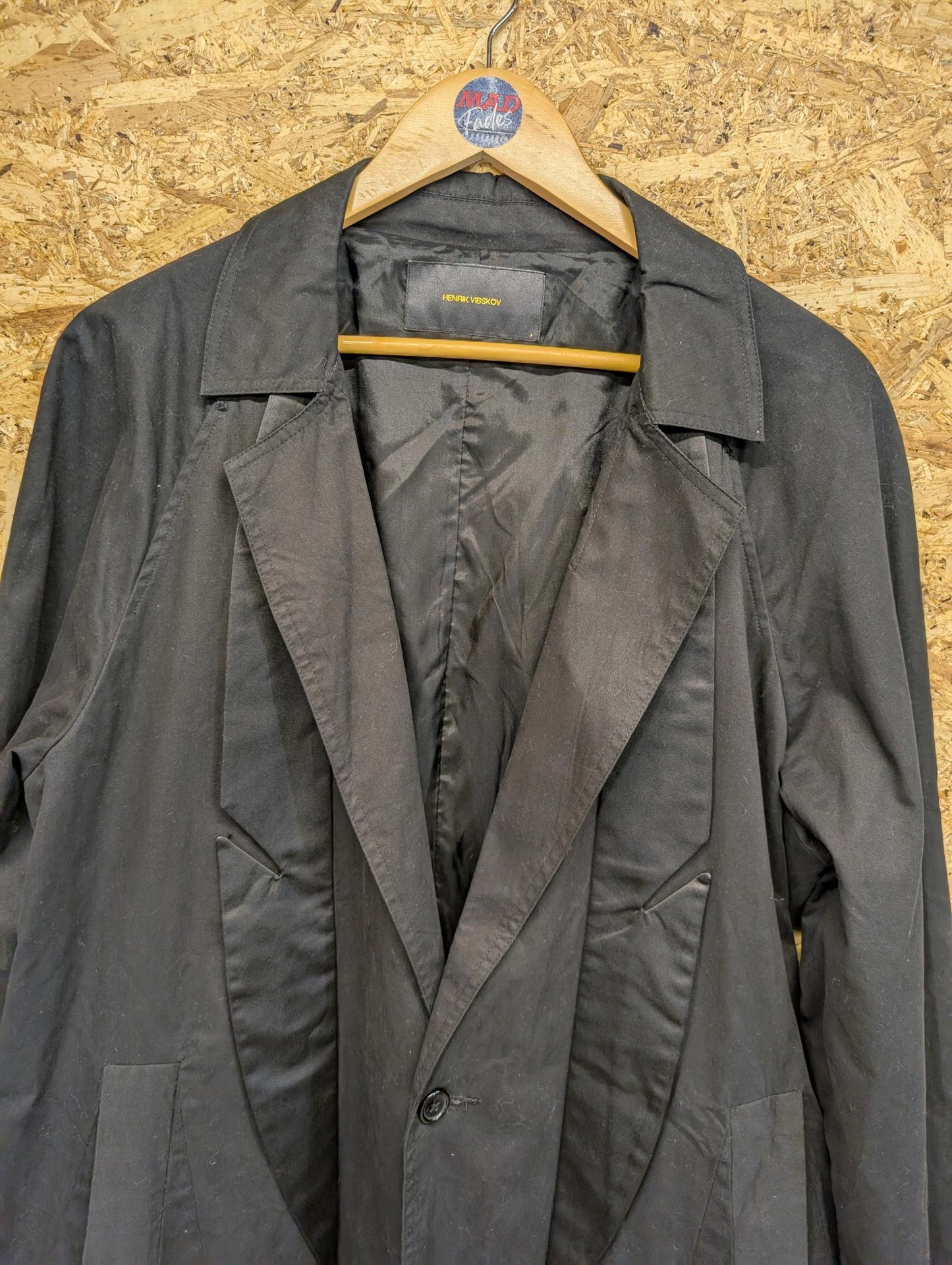 Henrik Vibskov Mens Size Large Designer Long Formal Dinner Jacket Shine Black