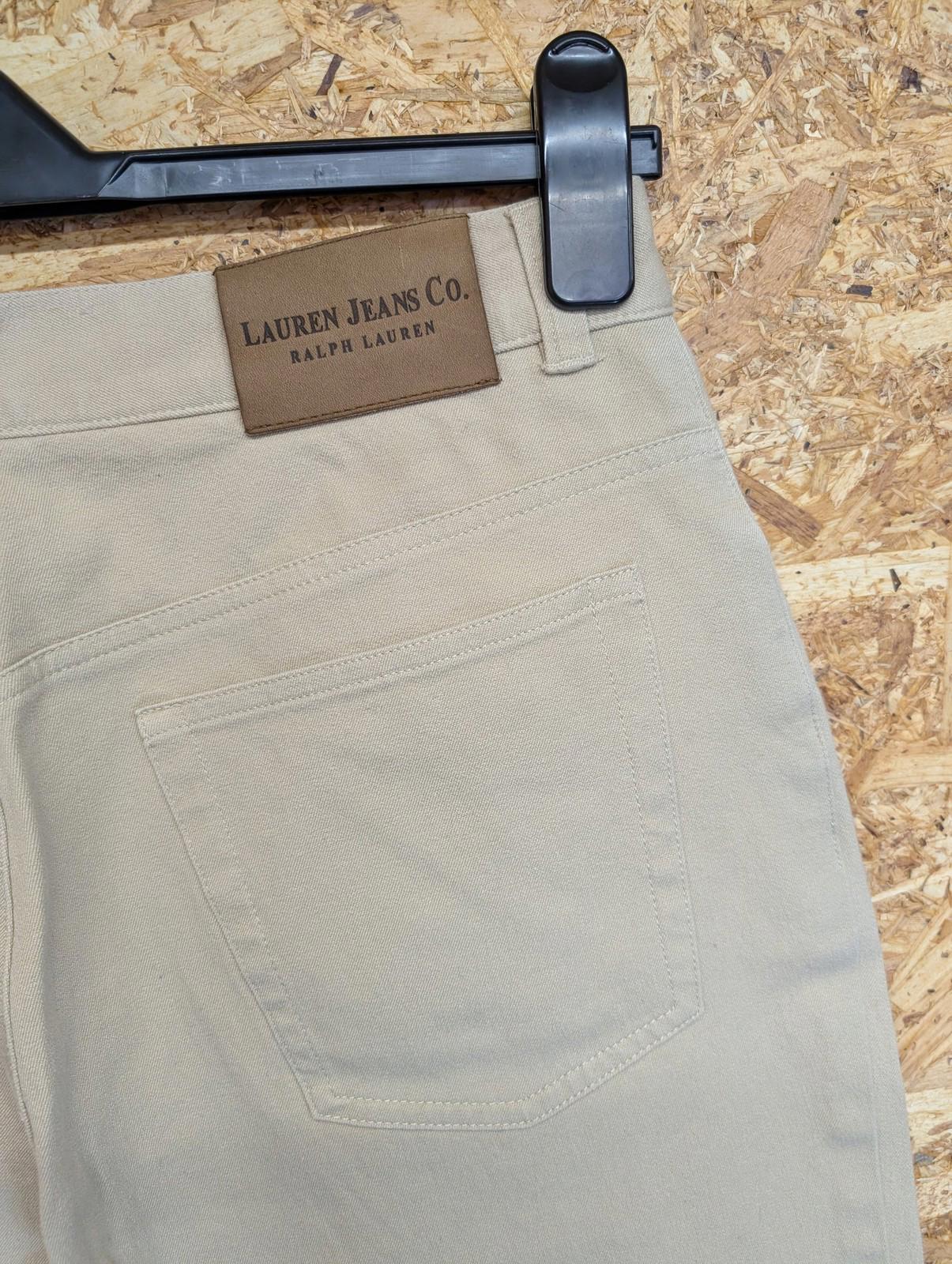 Lauren Jeans Co Trousers Women UK 12 Beige Stone Cotton Blend High Waist Chino