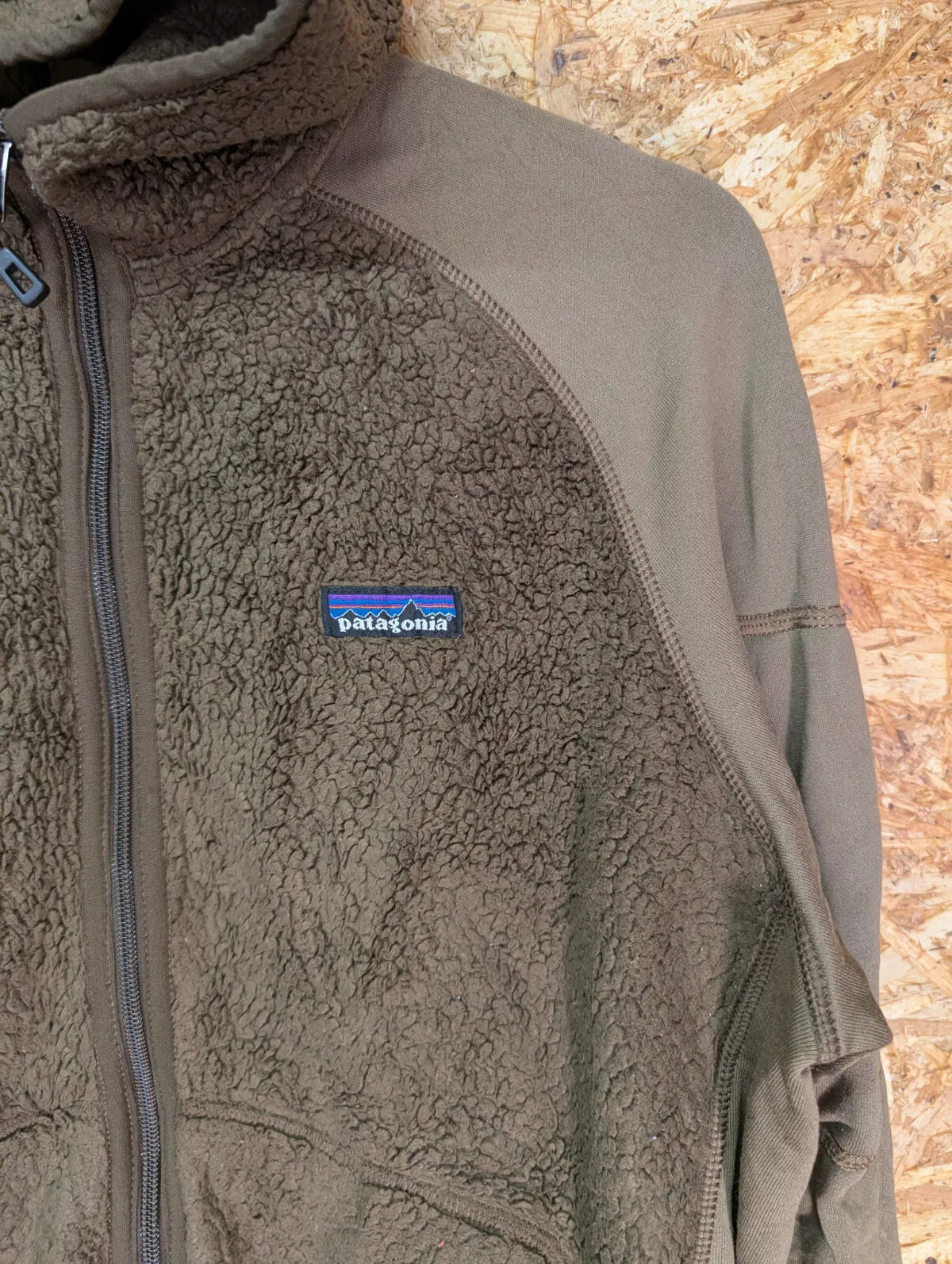 Patagonia Los Lobos Fleece Jacket Mens Medium Brown Polartec Hooded Retro-X