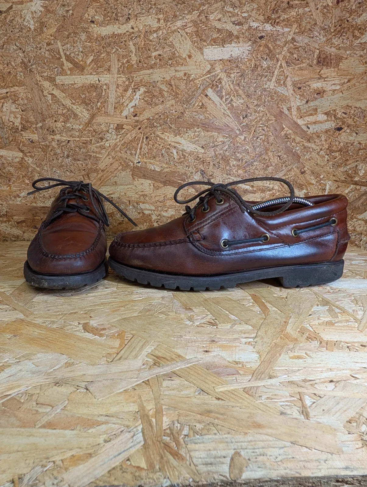 Barbour Boat Shoes Mens UK 8 Brown Leather Lace Up Casual Classic England Tan