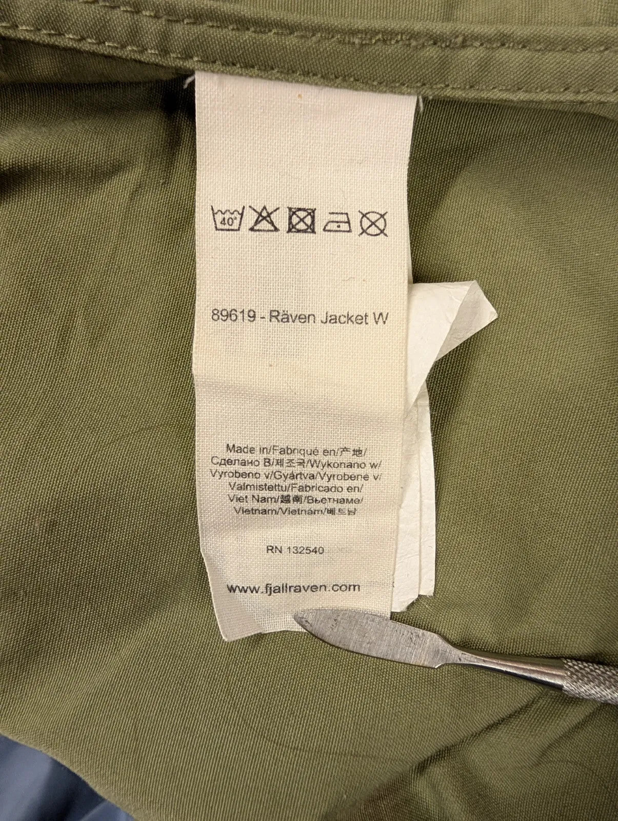 Fjallraven G1000 Wax Jacket Womens XL Khaki Green Stowaway Hood Full Zip Hiking