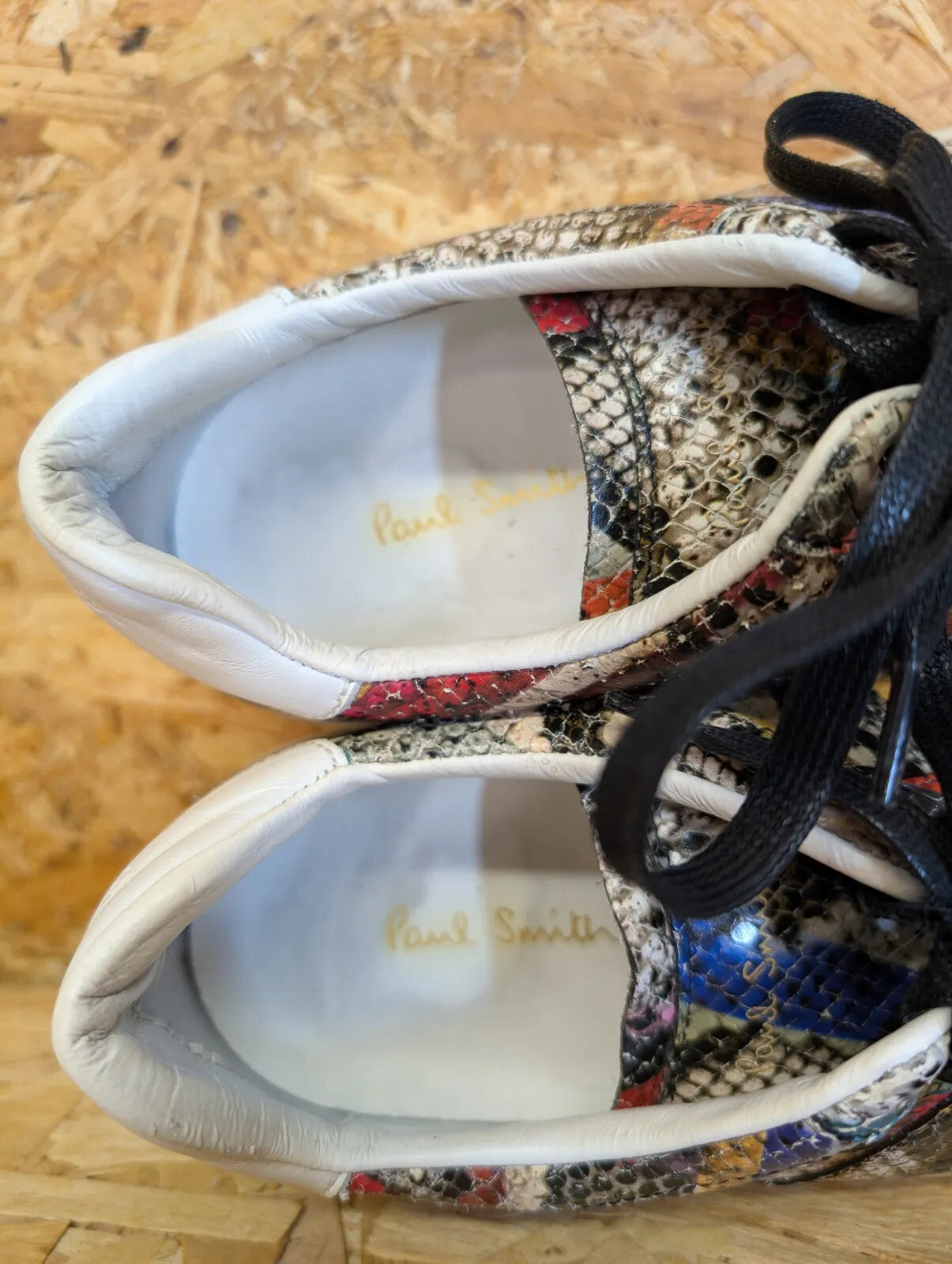Paul Smith Lace Up Trainers UK 7.5 Peace Leather Snake Low Top 50th Anniversary