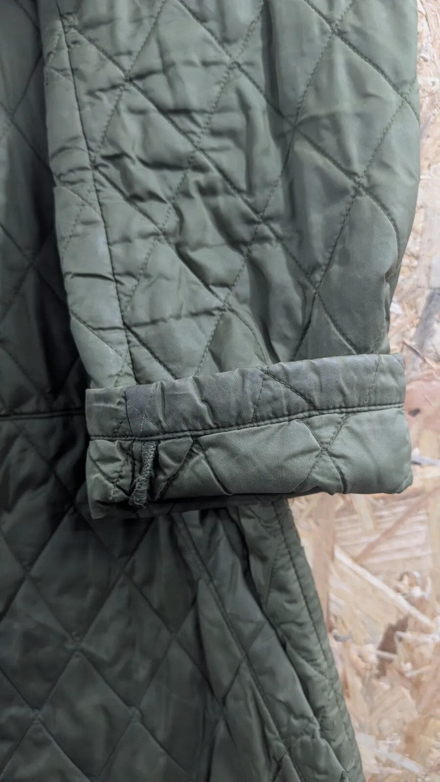 Barbour Quilted Jacket Mens Small Olive Green Diamond Padded Countryside Outdoor