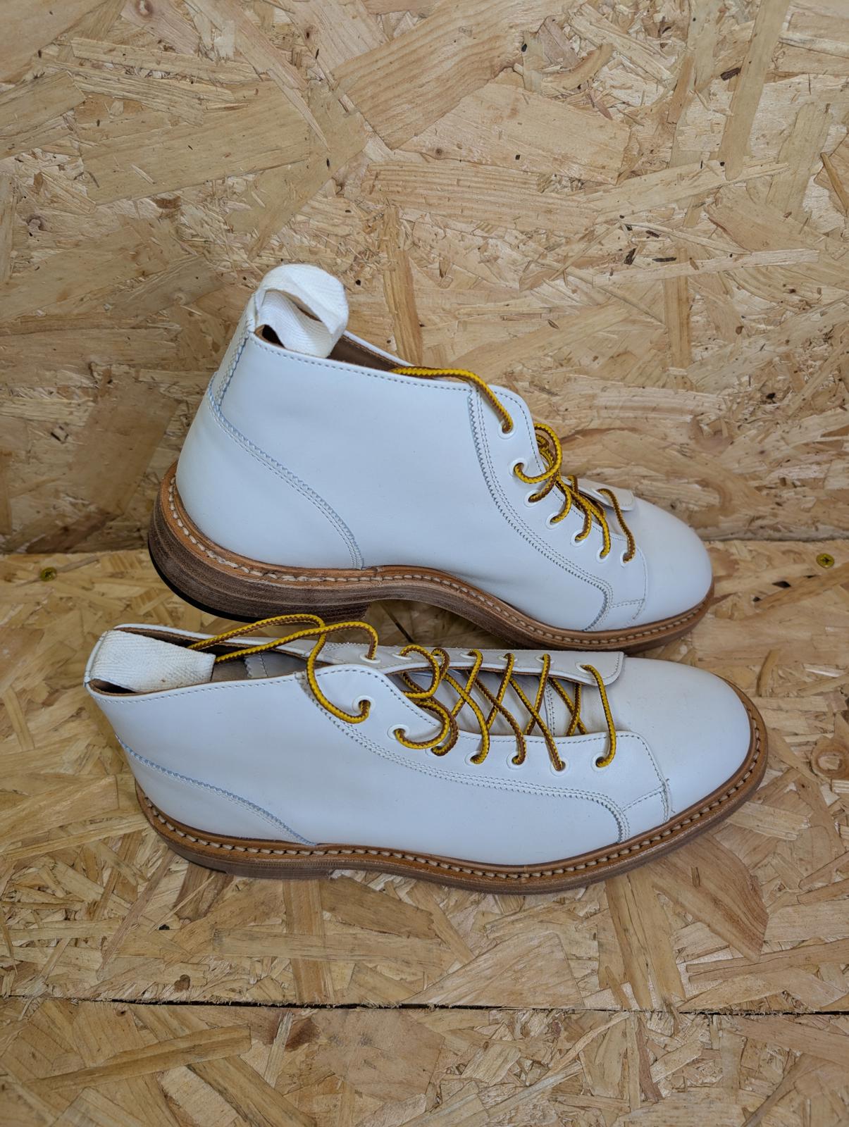 Trickers Ethan Monkey Boots Size 7.5 UK 41 EU White Lace Up Mod England Made New