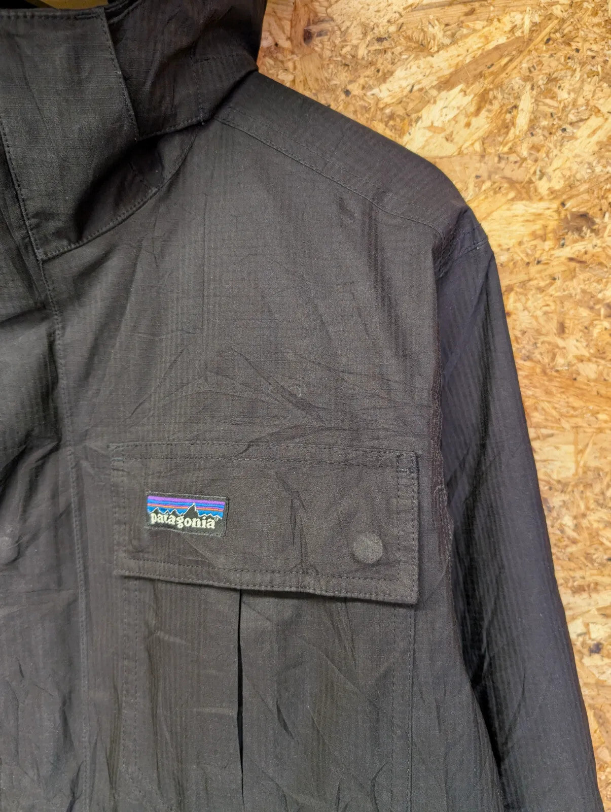 Patagonia H2no Eco Waterproof Jacket Black Mens Small Ripstop Hood Utility Parka