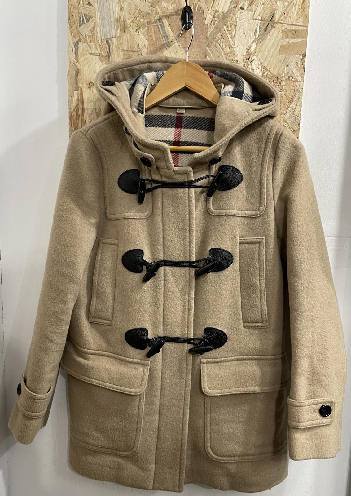 Burberry Brit Wool Coat Nova Check Camel Womens Size UK 10 Made In Italy